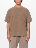 200GSM Vintage Snow Washed Tee - Brown - Model View