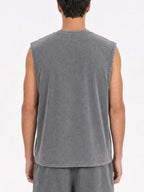 200GSM Vintage Snow Washed Sleeveless Tee - Gray - Model View