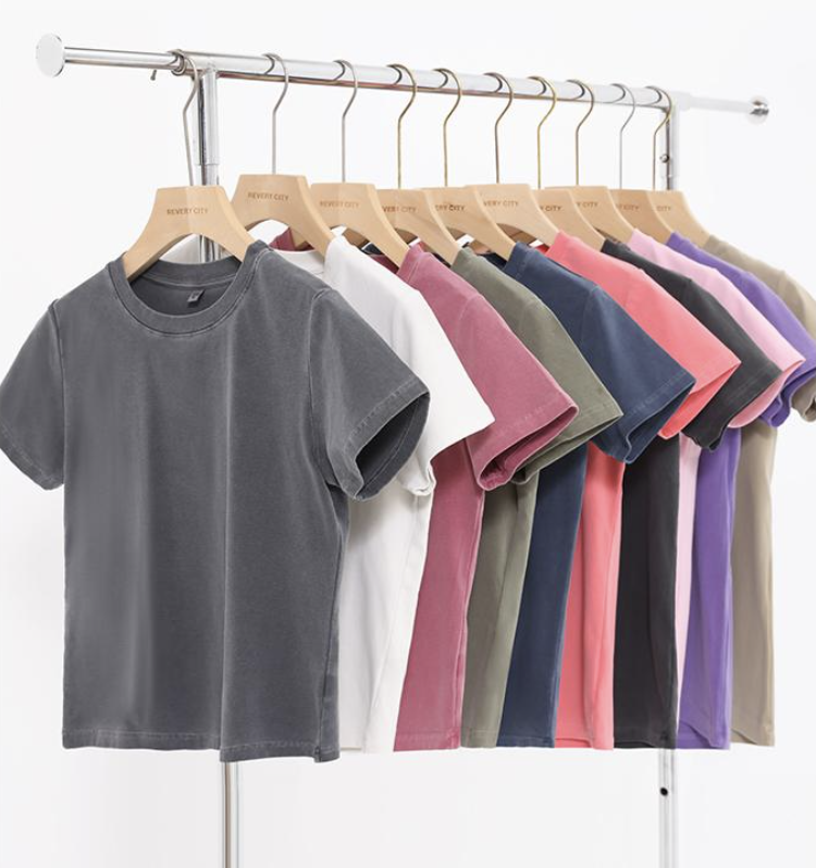 240GSM Women Pigment Dye Washed Cropped Tee - Available Color Options