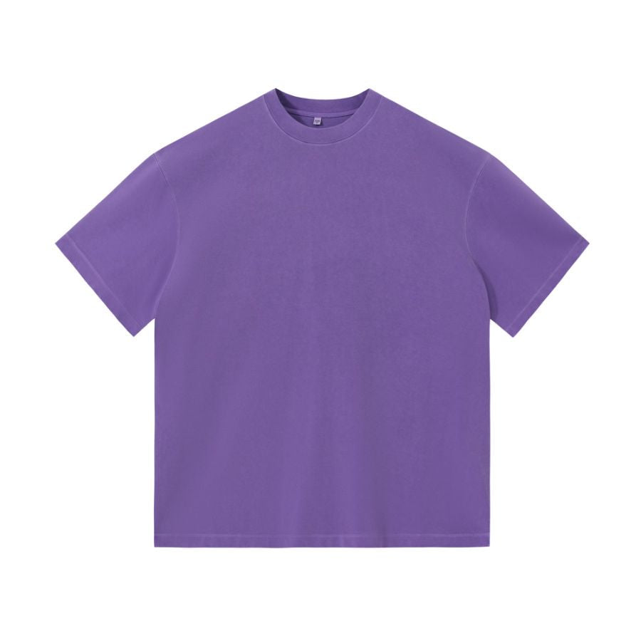 240GSM Women Pigment Dye Washed Cropped Tee - Purple - Front View