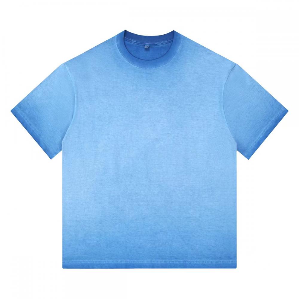 240GSM Women Ombre Washed Cropped Tee - Blue - Front View