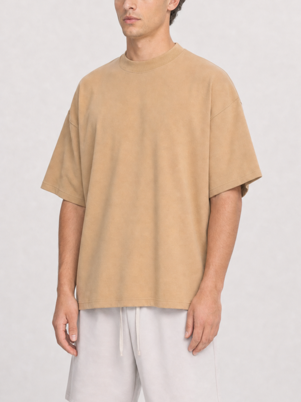 270GSM Solid Color Tee - Khaki - Model View