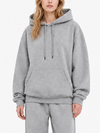 300GSM Solid Color Hoodie - Gray - Model View