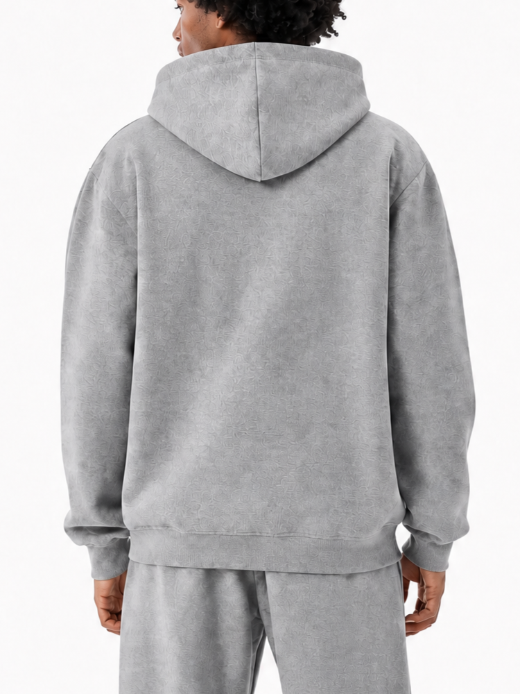 300GSM Solid Color Hoodie - Gray - Model View