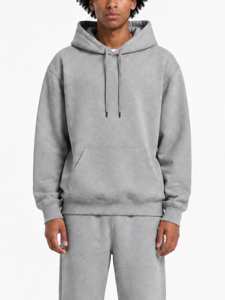 300GSM Solid Color Hoodie - Gray - Model View