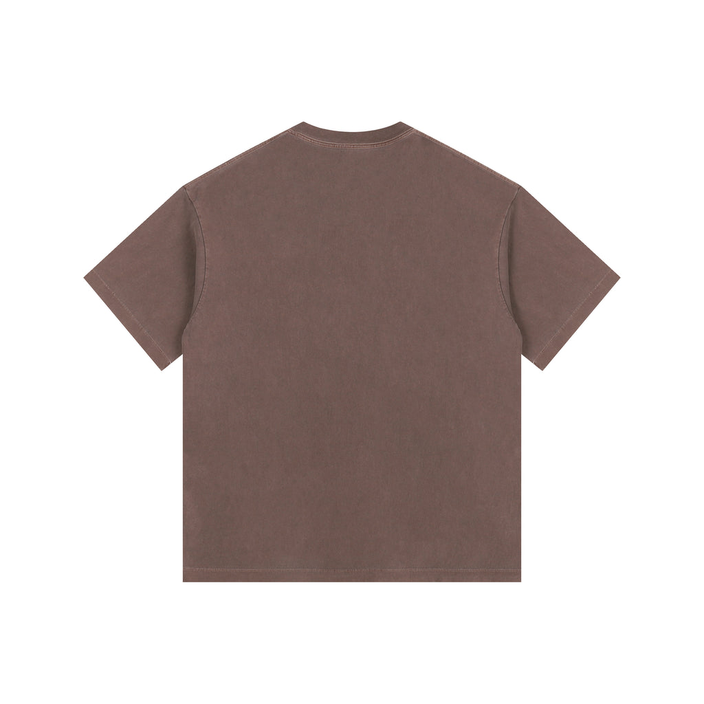 260GSM Pigment Dye Washed Tee - Brown - Back View