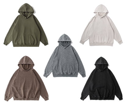 350GSM Oversized Vintage Washed Pullover Hoodie