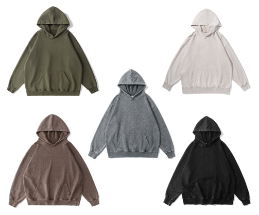350GSM Oversized Vintage Washed Pullover Hoodie