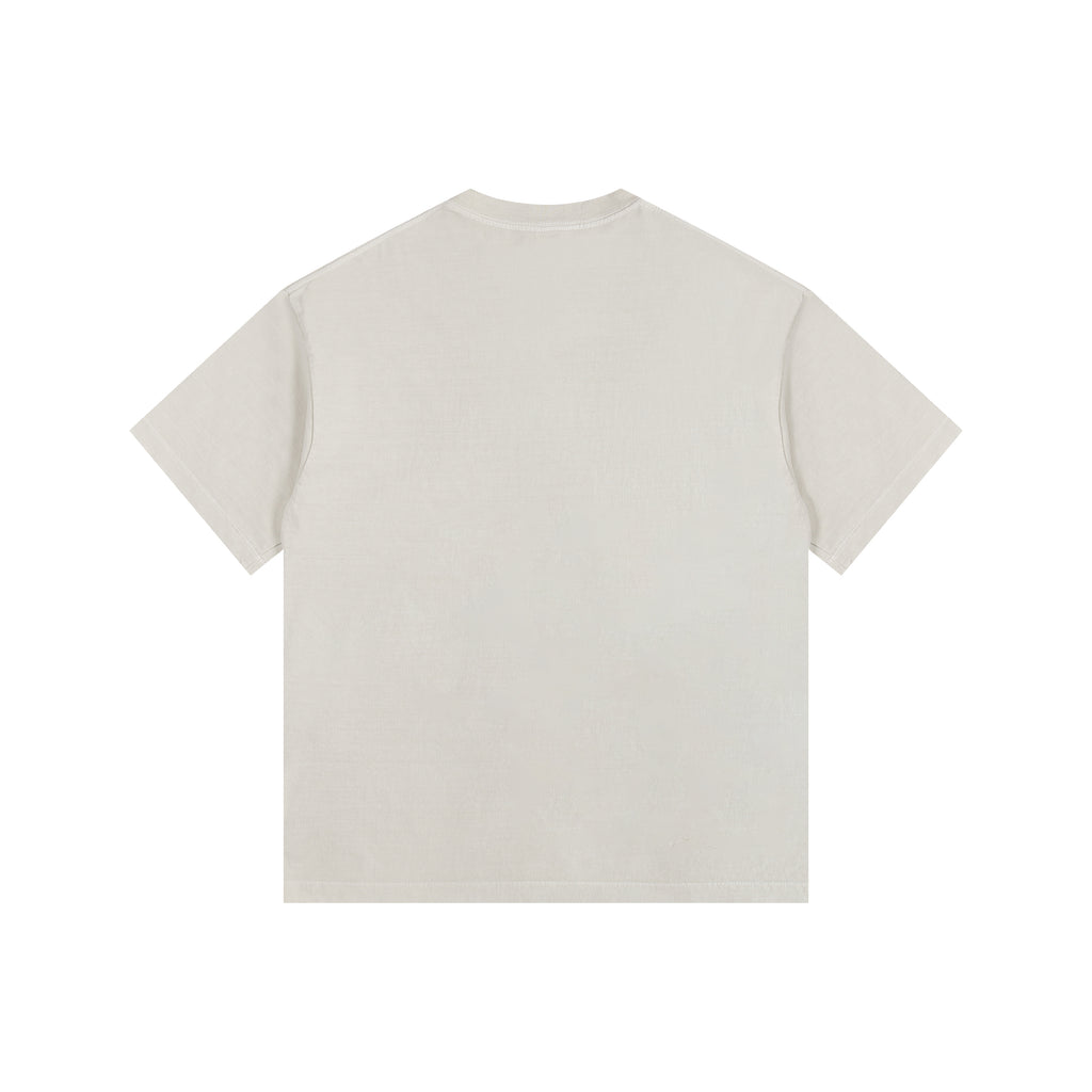 260GSM Pigment Dye Washed Tee - Almond - Back View