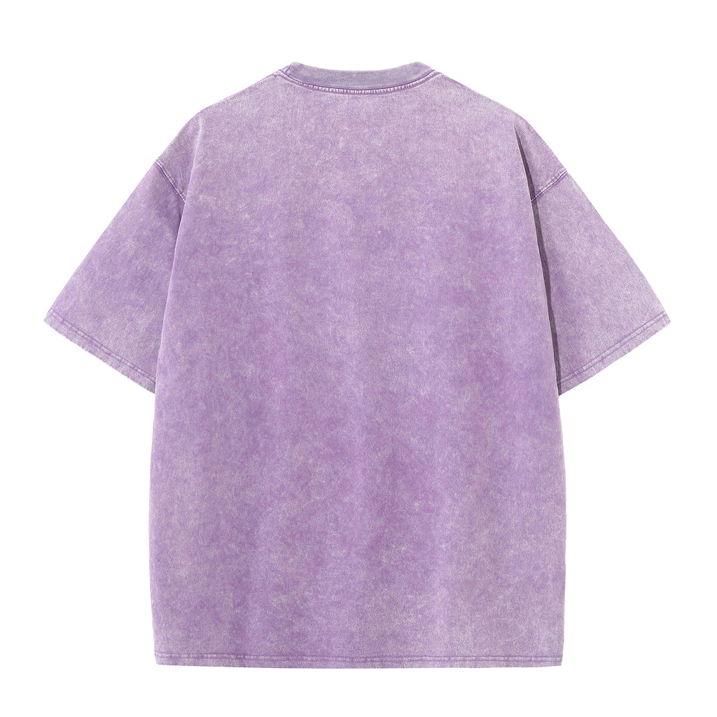 200GSM Vintage Snow Washed Tee - Purple - Back View