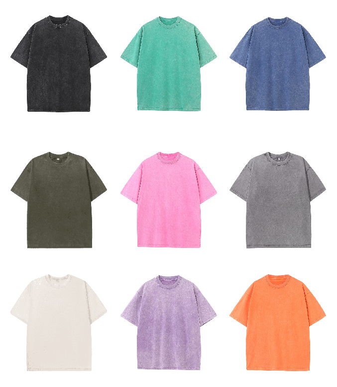 200GSM Vintage Snow Washed Tee - Available Color Options