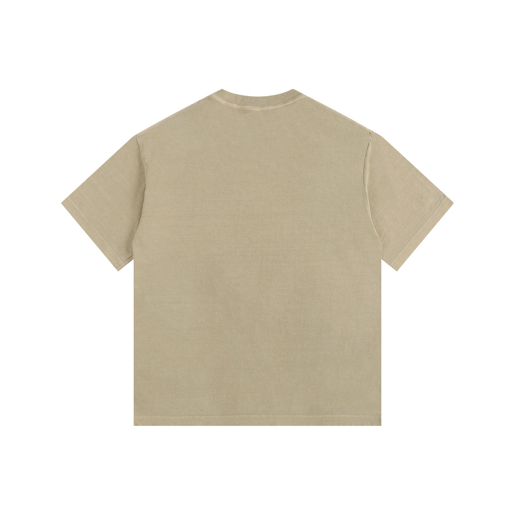 260GSM Pigment Dye Washed Tee - Khaki - Back View