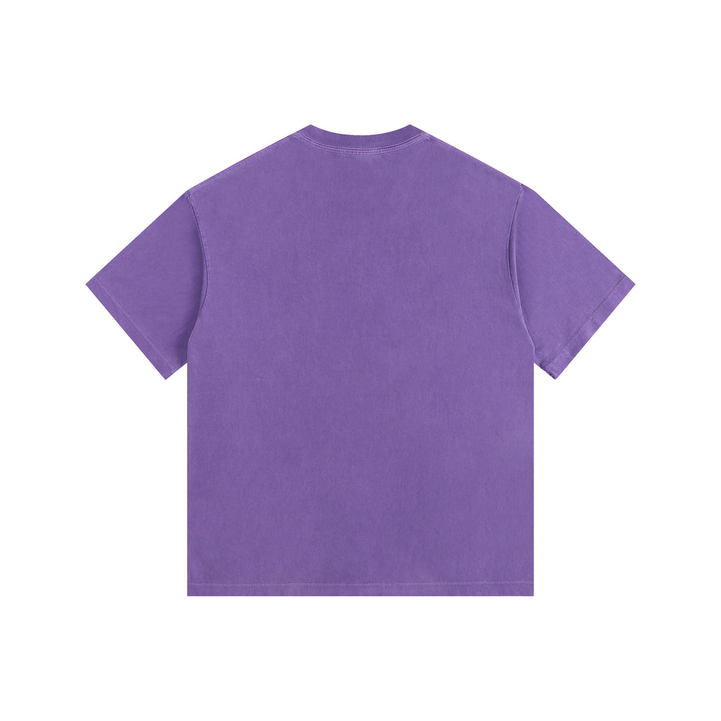 260GSM Pigment Dye Washed Tee - Purple - Back View