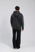 380GSM Zip Up Fleece Hoodie - Black - Model Shot