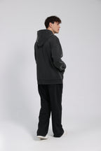 380GSM Zip Up Fleece Hoodie - Black - Model Shot