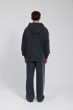 380GSM Zip Up Fleece Hoodie - Gray - Model Shot