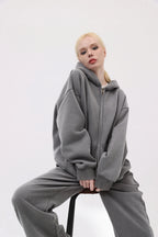 380GSM Zip Up Fleece Hoodie - Pink - Model Shot