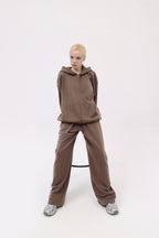 380GSM Zip Up Fleece Hoodie - Gray - Model Shot