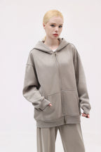 380GSM Zip Up Fleece Hoodie - Navy - Model Shot