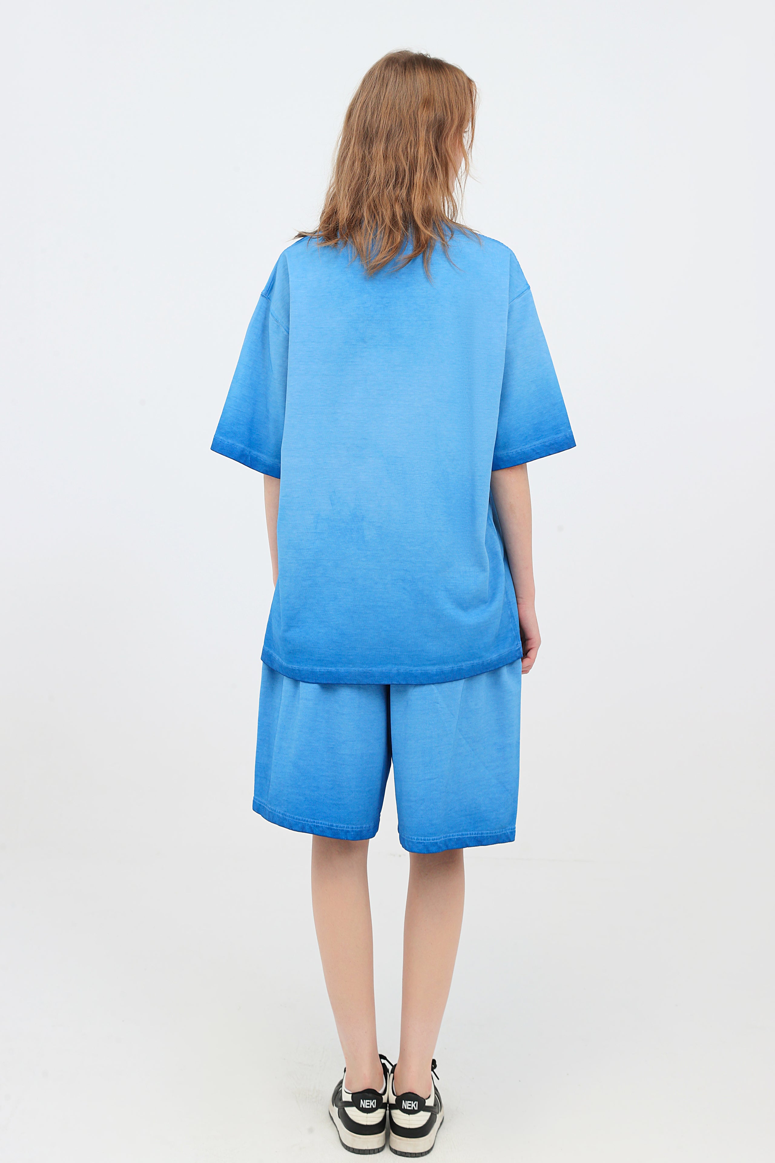 230GSM Ombre Washed Tee - Blue - Model View