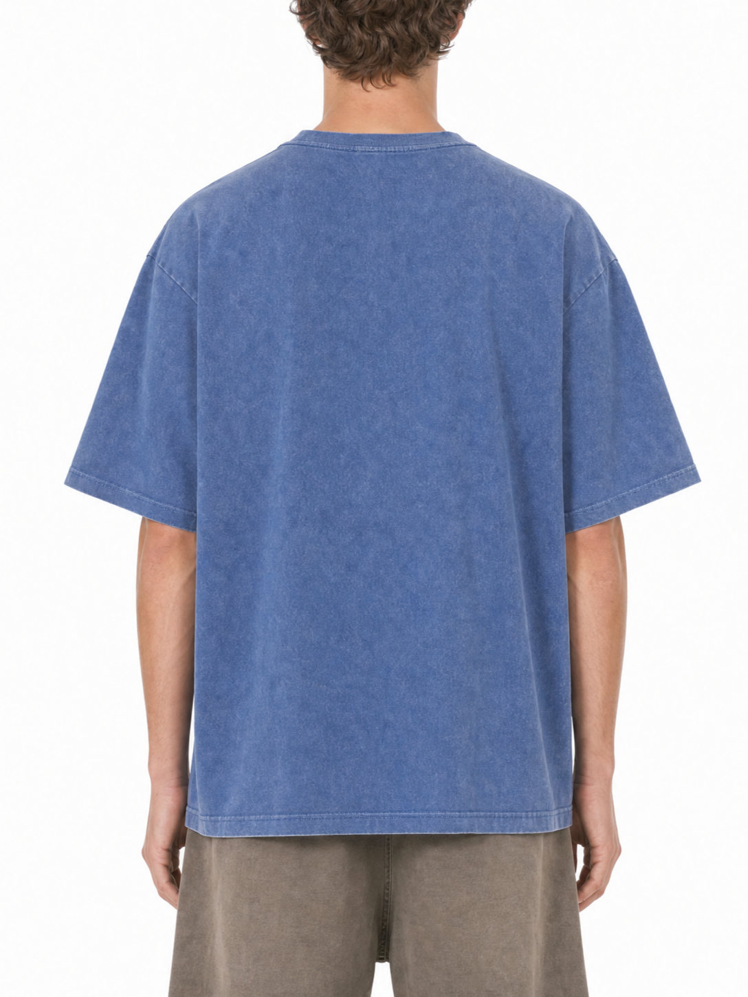 230GSM Vintage Snow Washed Tee - Steel Blue - Model View