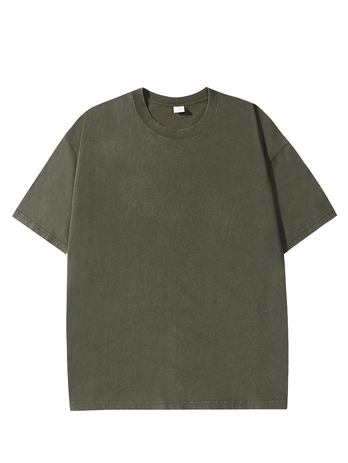 200GSM Vintage Snow Washed Tee - Navy Green - Front View