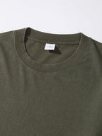 200GSM Vintage Snow Washed Tee - Navy Green Fabric, Stitching and Construction - Detail View