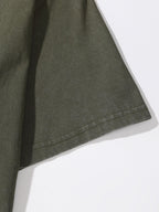 200GSM Vintage Snow Washed Tee - Navy Green Fabric, Stitching and Construction - Detail View