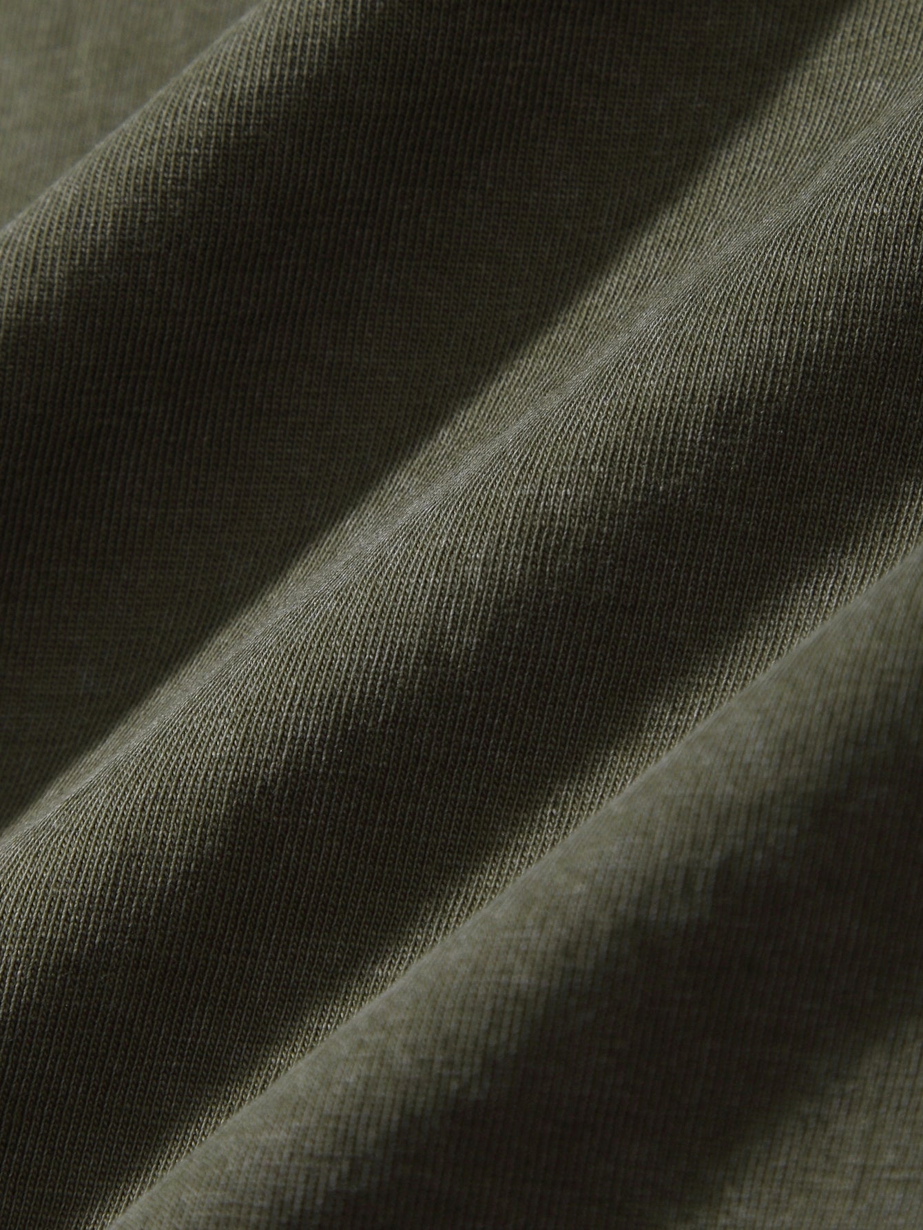 200GSM Vintage Snow Washed Tee - Navy Green Fabric, Stitching and Construction - Detail View