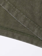 200GSM Vintage Snow Washed Tee - Navy Green Fabric, Stitching and Construction - Detail View