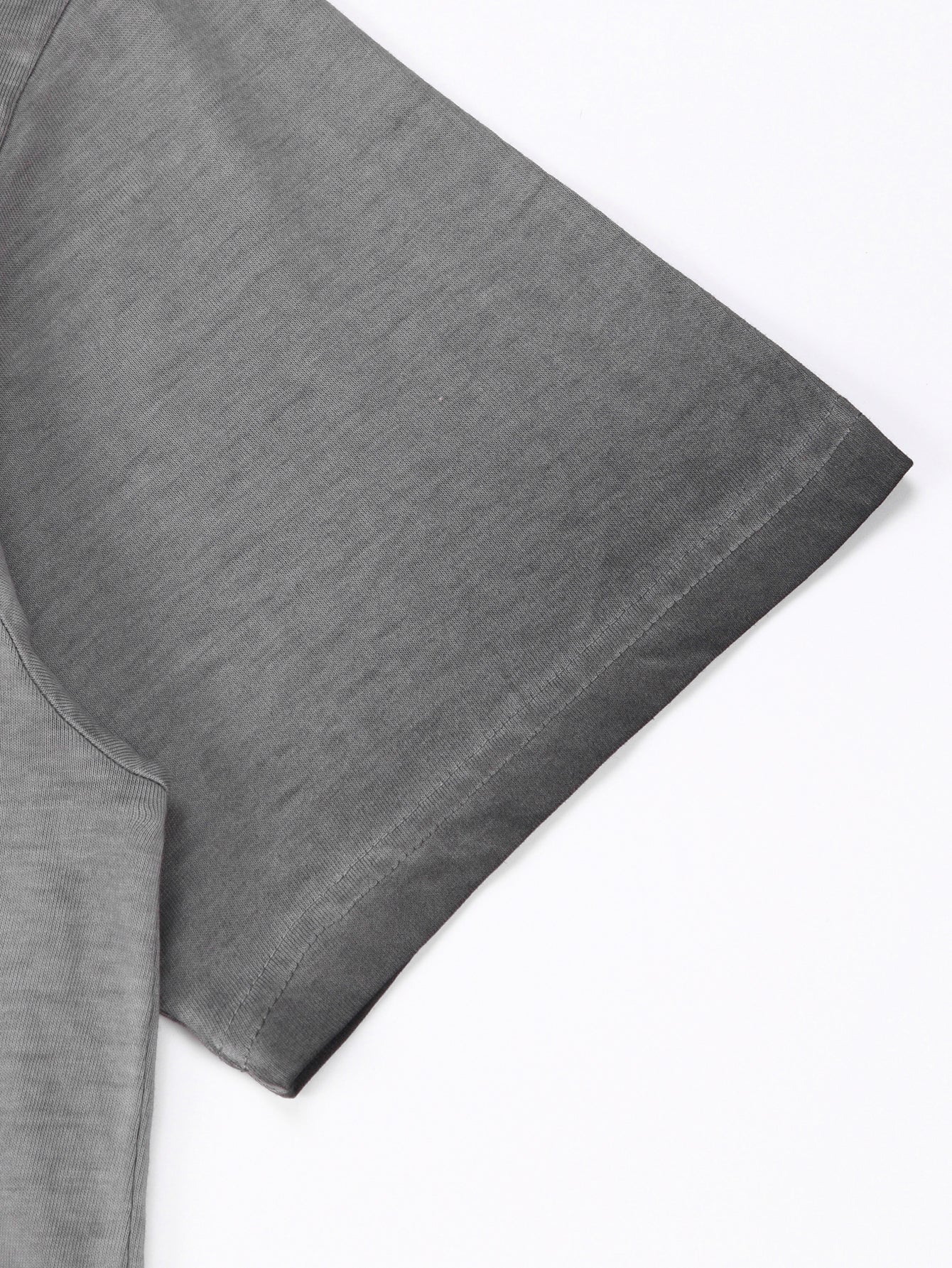 230GSM Ombre Washed Tee - Gray Fabric, Stitching and Construction - Detail View