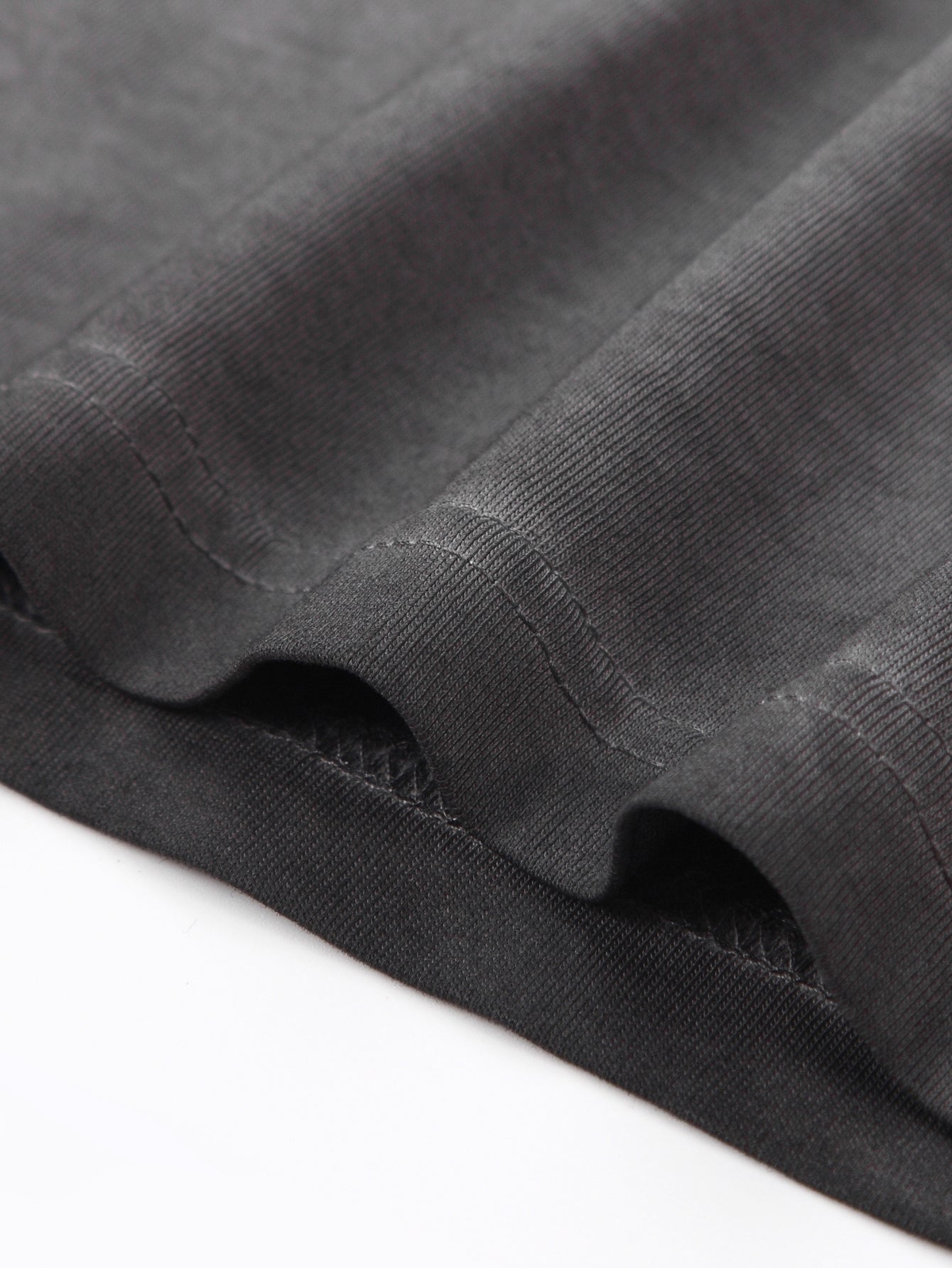 230GSM Ombre Washed Tee - Gray Fabric, Stitching and Construction - Detail View
