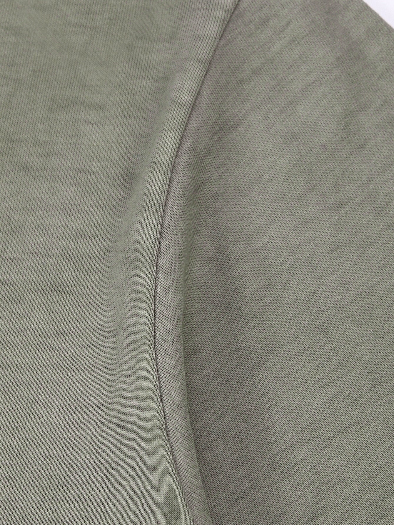 230GSM Ombre Washed Tee - Navy Green Fabric, Stitching and Construction - Detail View