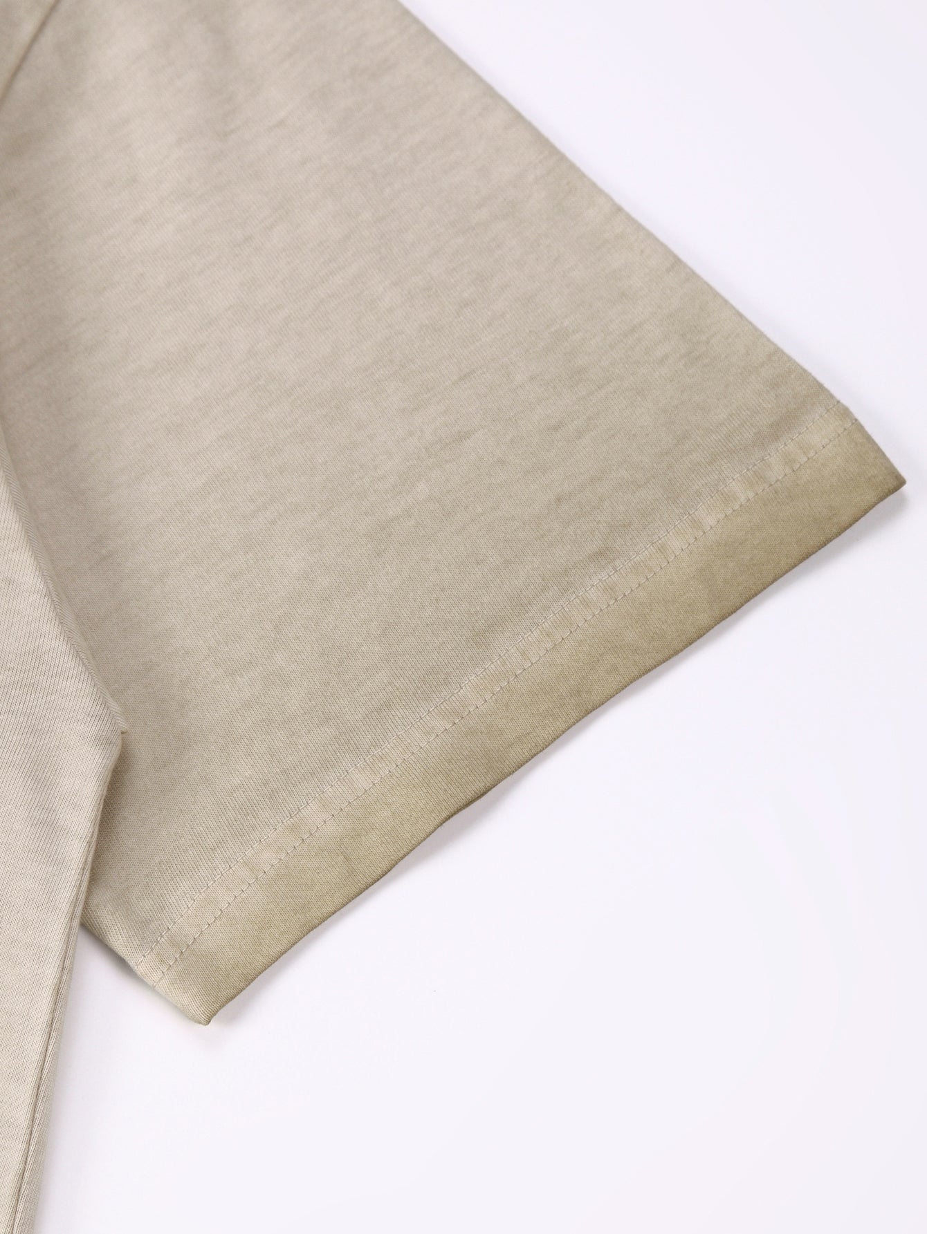 230GSM Ombre Washed Tee - Khaki Fabric, Stitching and Construction - Detail View