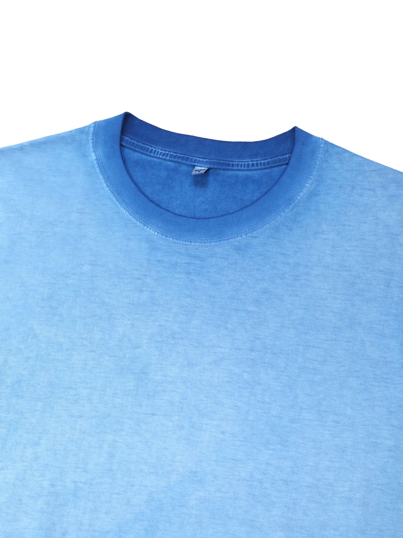 230GSM Ombre Washed Tee - Blue Fabric, Stitching and Construction - Detail View