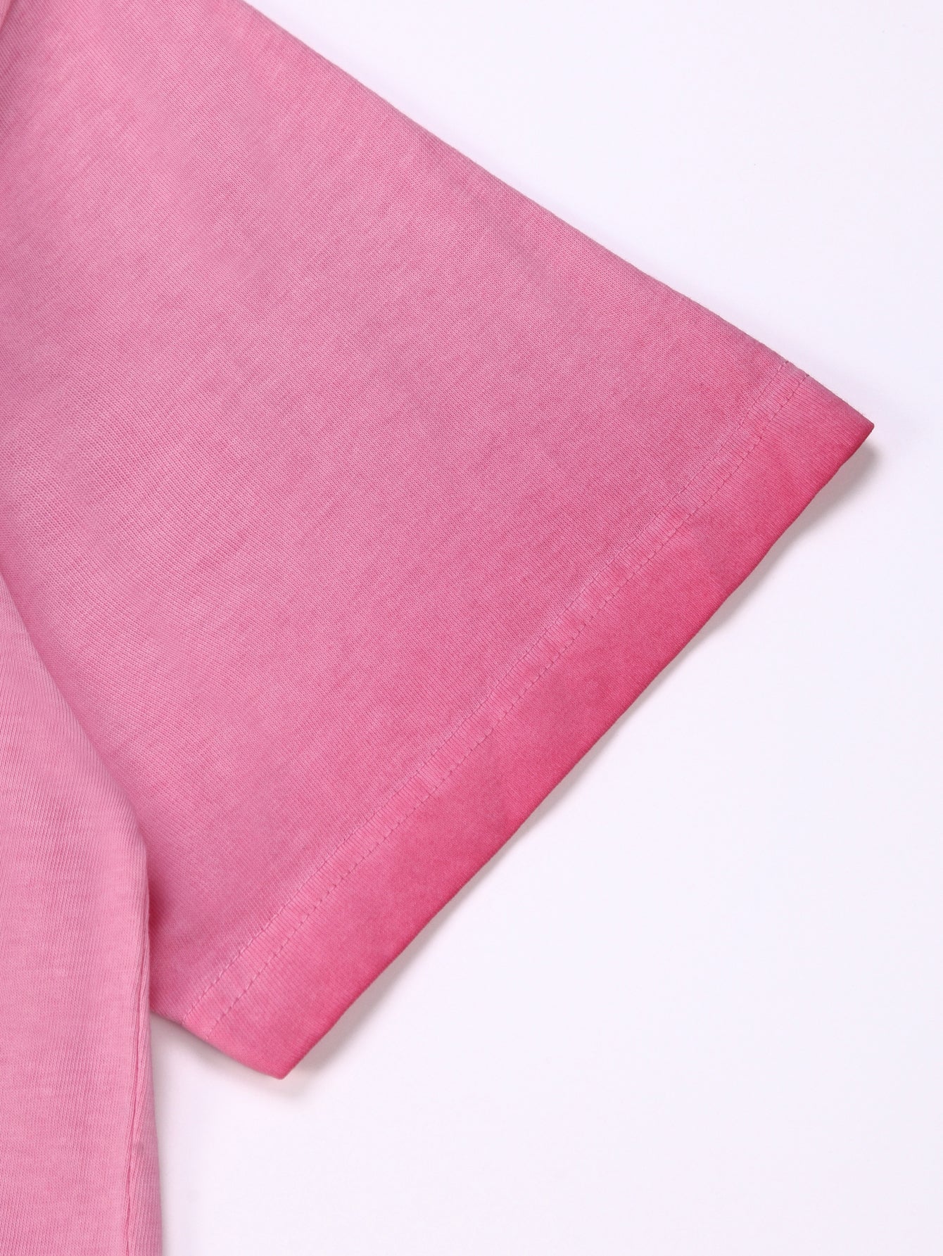 230GSM Ombre Washed Tee - Pink Fabric, Stitching and Construction - Detail View