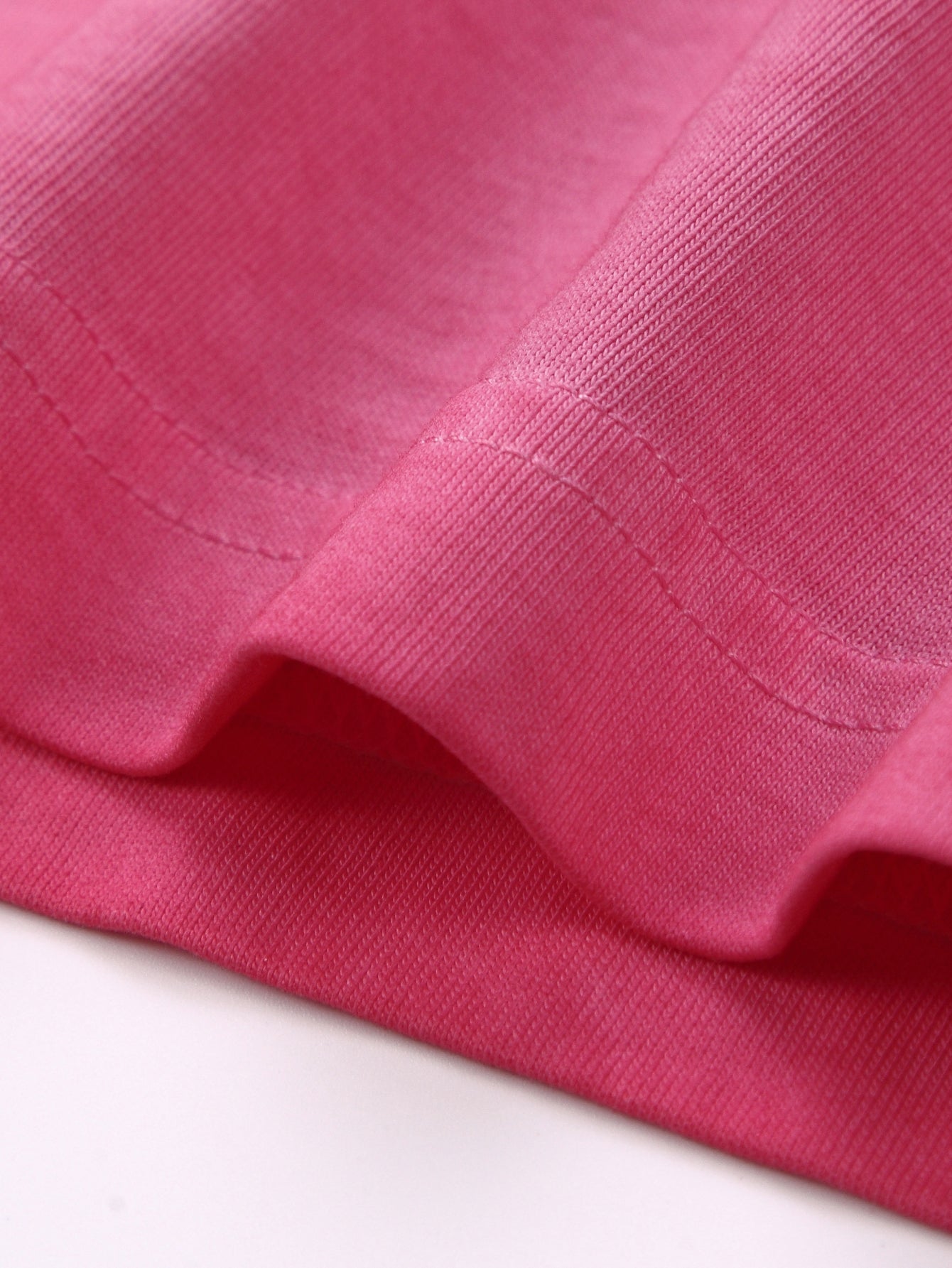 230GSM Ombre Washed Tee - Pink Fabric, Stitching and Construction - Detail View