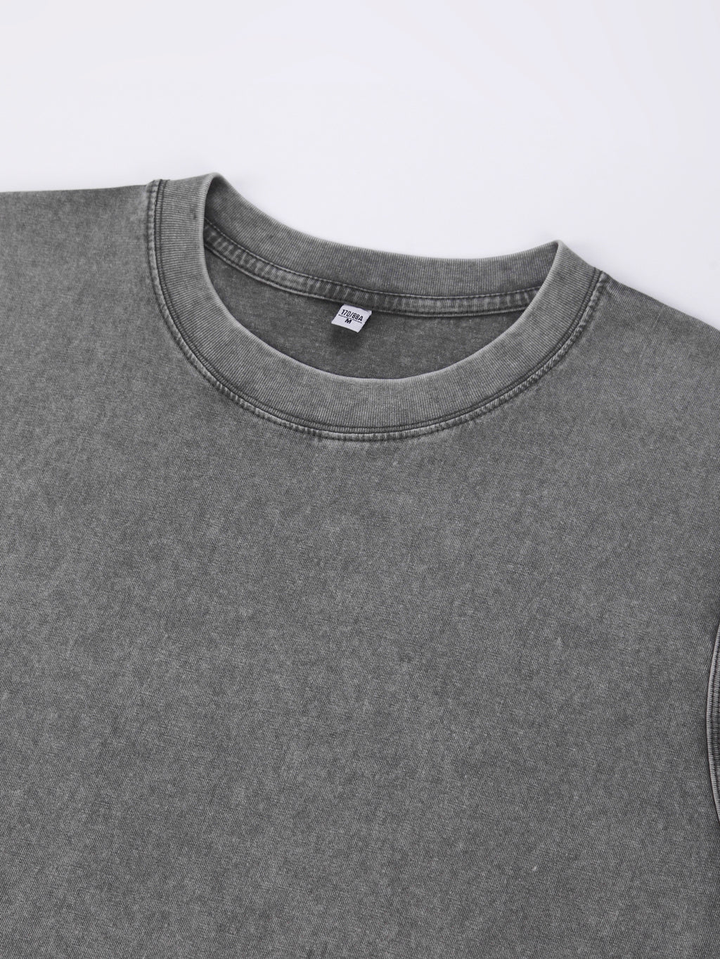 200GSM Vintage Snow Washed Sleeveless Tee - Gray Fabric, Stitching and Construction - Detail View