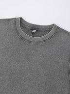 200GSM Vintage Snow Washed Sleeveless Tee - Gray Fabric, Stitching and Construction - Detail View