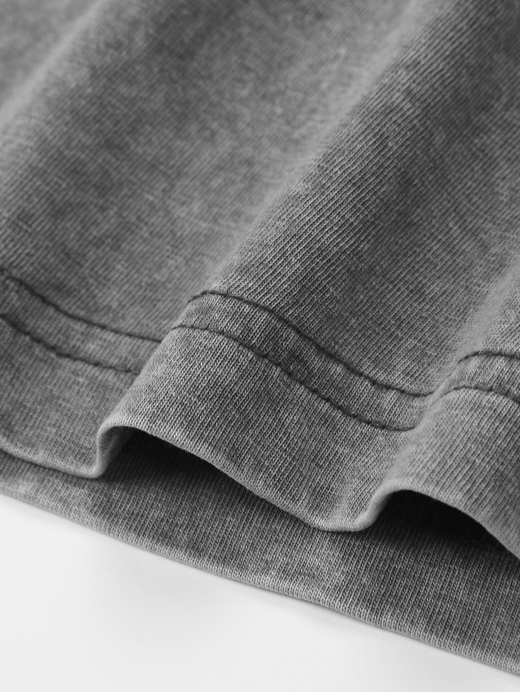 200GSM Vintage Snow Washed Sleeveless Tee - Gray Fabric, Stitching and Construction - Detail View