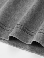 200GSM Vintage Snow Washed Sleeveless Tee - Gray Fabric, Stitching and Construction - Detail View