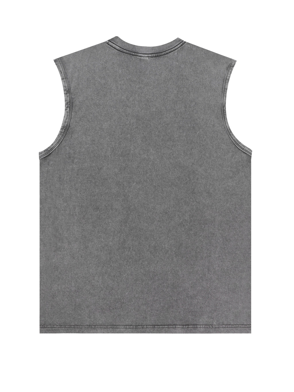 200GSM Vintage Snow Washed Sleeveless Tee - Gray - Back View