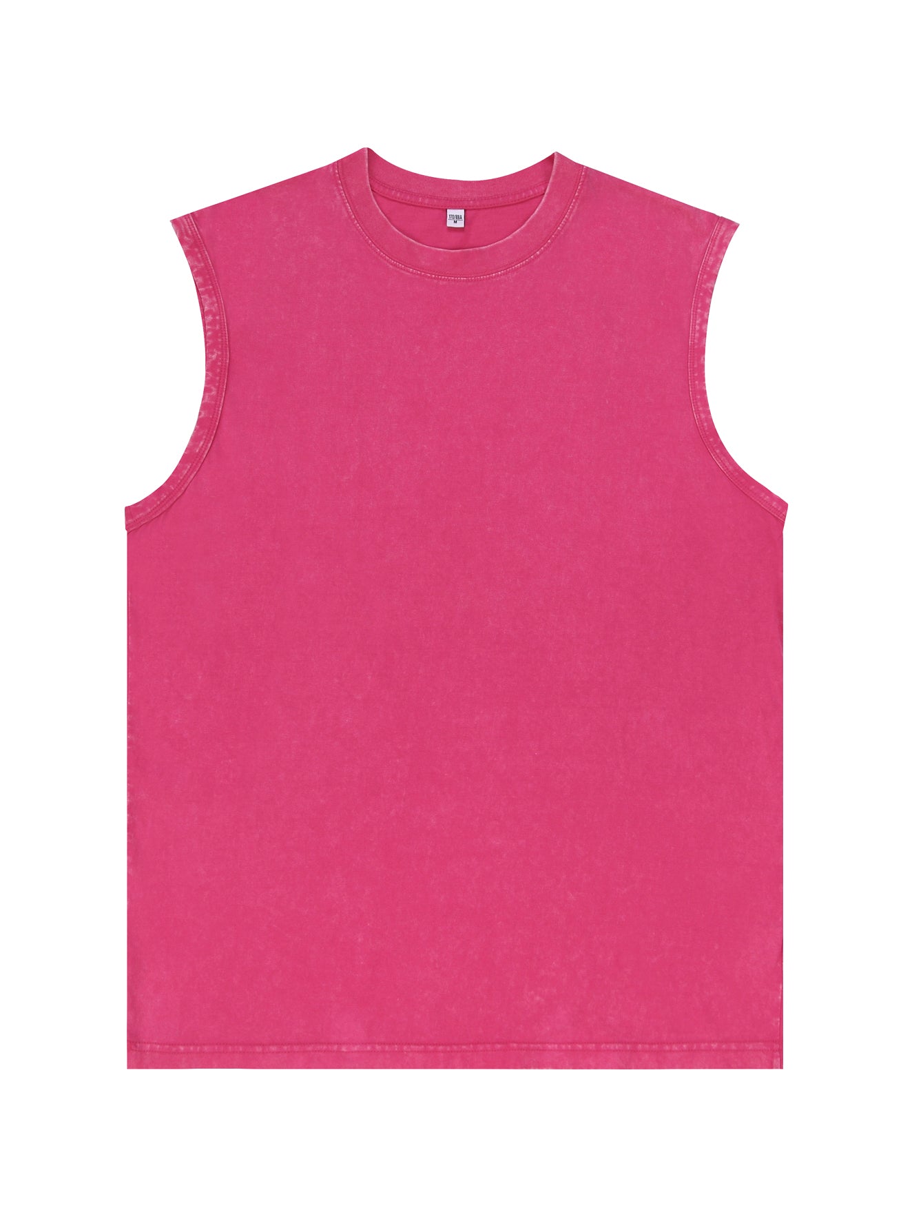 200GSM Vintage Snow Washed Sleeveless Tee - Pink - Front View