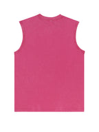 200GSM Vintage Snow Washed Sleeveless Tee - Pink - Back View