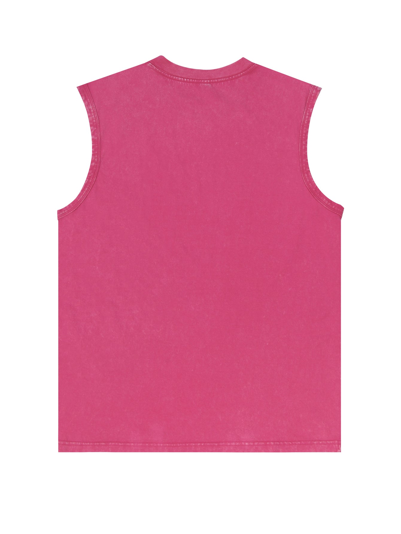 200GSM Vintage Snow Washed Sleeveless Tee - Pink - Back View