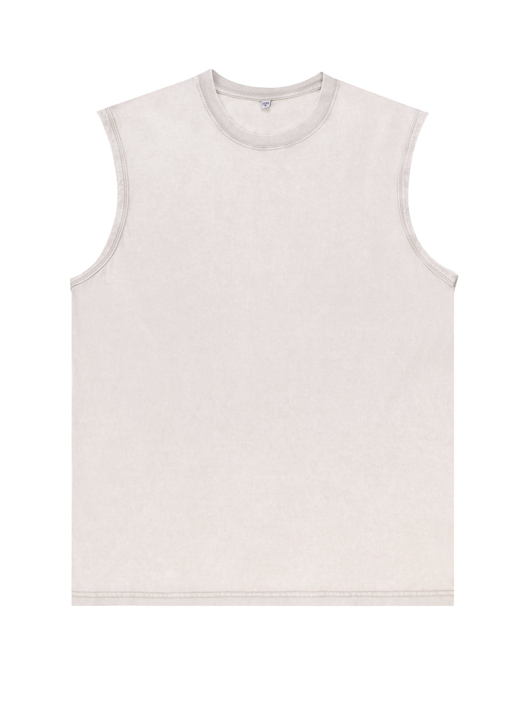 200GSM Vintage Snow Washed Sleeveless Tee - Almond - Front View