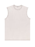 200GSM Vintage Snow Washed Sleeveless Tee - Almond - Front View