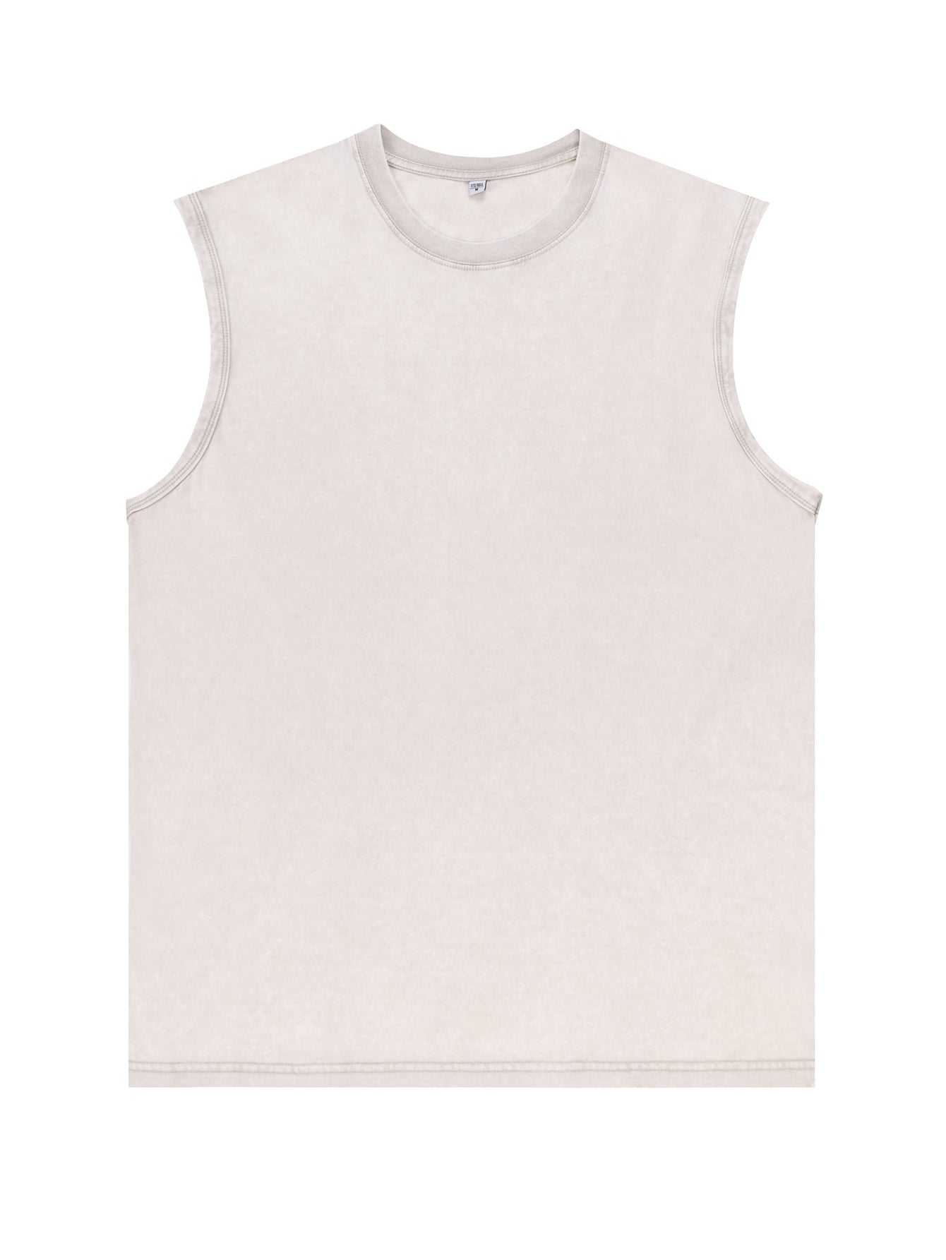 200GSM Vintage Snow Washed Sleeveless Tee - Almond - Front View