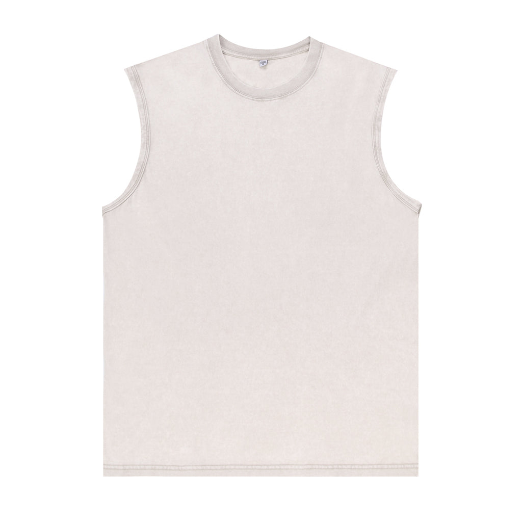 200GSM Vintage Snow Washed Sleeveless Tee - Product Detail View