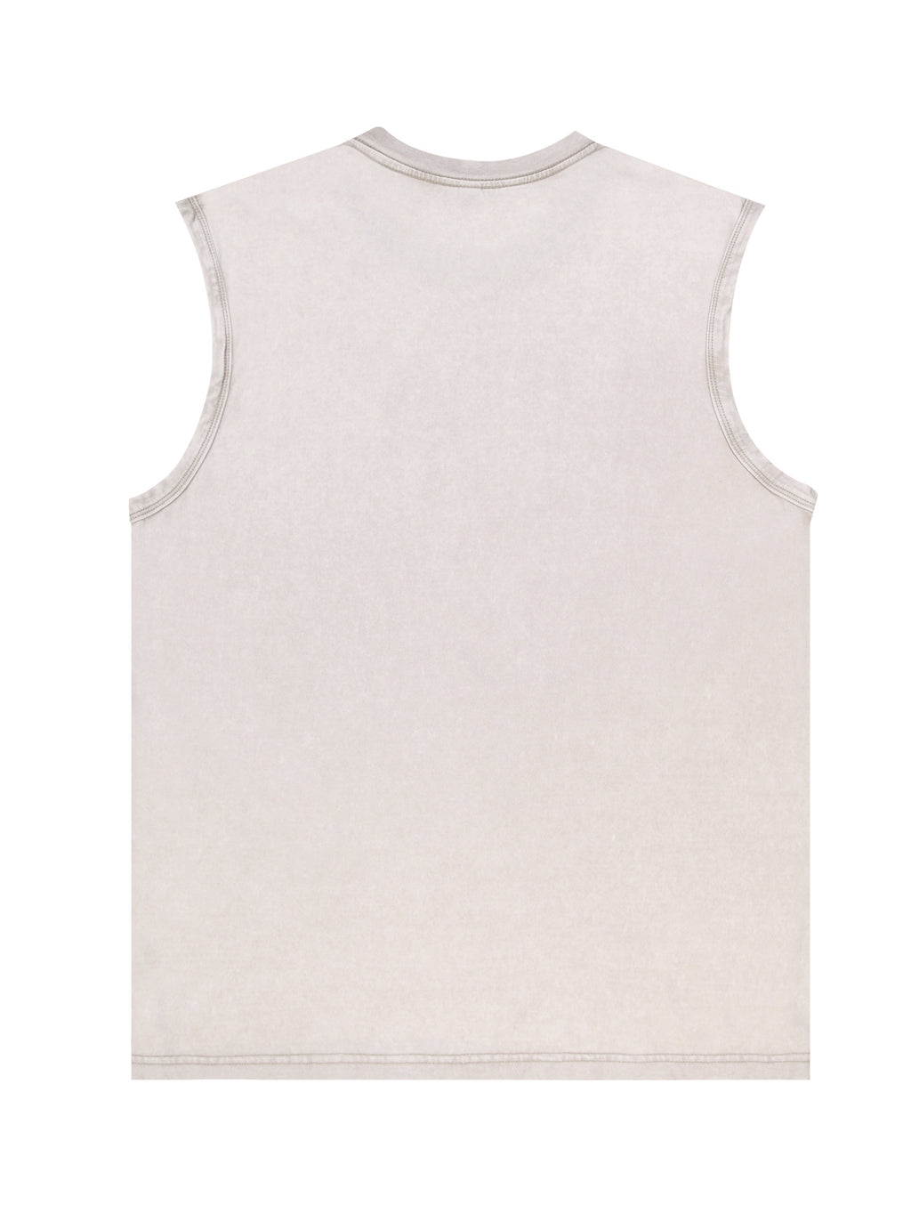 200GSM Vintage Snow Washed Sleeveless Tee - Almond - Back View
